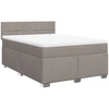 Image de vidaXL Lit boxspring avec matelas Taupe 140x200 cm Tissu