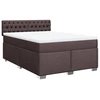 Image de vidaXL Lit boxspring avec matelas Marron foncé 140x200 cm Tissu