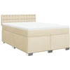Image de vidaXL Lit boxspring avec matelas Crème 140x200 cm Tissu