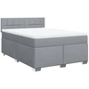 Image de vidaXL Lit boxspring avec matelas gris clair 160x200 cm Tissu