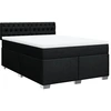 Image de vidaXL Lit boxspring avec matelas noir 160x200 cm Tissu