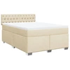 Image de vidaXL Lit boxspring avec matelas Crème 160x200 cm Tissu