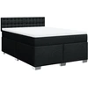 Image de vidaXL Lit boxspring avec matelas noir 160x200 cm Tissu