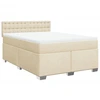 Image de vidaXL Lit boxspring avec matelas Crème 160x200 cm Tissu