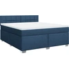 Image de vidaXL Lit boxspring avec matelas bleu 180x200 cm Tissu