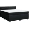 Image de vidaXL Lit boxspring avec matelas noir 180x200 cm Tissu