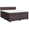 Image de vidaXL Lit boxspring avec matelas brun foncé 180x200 cm Tissu