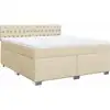 Image de vidaXL Lit boxspring avec matelas Crème 180x200 cm Tissu