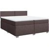 Image de vidaXL Lit boxspring avec matelas brun foncé 200x200 cm Tissu