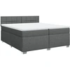 Image de vidaXL Lit boxspring avec matelas gris foncé 200x200 cm Tissu