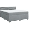 Image de vidaXL Lit boxspring avec matelas gris clair 200x200 cm Tissu
