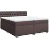 Image de vidaXL Lit boxspring avec matelas brun foncé 200x200 cm Tissu