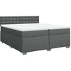 Image de vidaXL Lit boxspring avec matelas gris foncé 200x200 cm Tissu