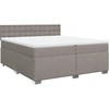 Image de vidaXL Lit boxspring avec matelas Taupe 200x200 cm Tissu