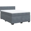 Image de vidaXL Lit boxspring avec matelas gris foncé 140x200 cm velours