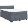Image de vidaXL Lit boxspring avec matelas gris foncé 160x200 cm velours