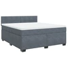 Image de vidaXL Lit boxspring avec matelas gris foncé 180x200 cm velours