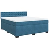 Image de vidaXL Lit boxspring avec matelas bleu 180x200 cm velours