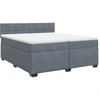 Image de vidaXL Lit boxspring avec matelas gris foncé 200x200 cm velours