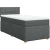 Image de vidaXL Lit boxspring avec matelas gris foncé 90x190 cm Tissu