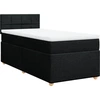 Image de vidaXL Lit boxspring avec matelas noir 90x190 cm Tissu