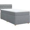 Image de vidaXL Lit boxspring avec matelas gris clair 90x190 cm Tissu