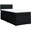 Image de vidaXL Lit boxspring avec matelas noir 90x190 cm Tissu