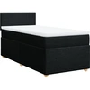 Image de vidaXL Lit boxspring avec matelas noir 90x200 cm Tissu