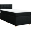 Image de vidaXL Lit boxspring avec matelas noir 90x200 cm Tissu
