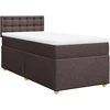 Image de vidaXL Lit boxspring avec matelas brun foncé 90x200 cm Tissu
