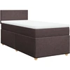 Image de vidaXL Lit boxspring avec matelas brun foncé 100x200 cm Tissu