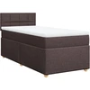 Image de vidaXL Lit boxspring avec matelas brun foncé 100x200 cm Tissu
