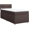 Image de vidaXL Lit boxspring avec matelas brun foncé 100x200 cm Tissu