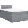 Image de vidaXL Lit boxspring avec matelas gris clair 120x190 cm Tissu