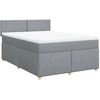 Image de vidaXL Lit boxspring avec matelas gris clair 140x190 cm Tissu