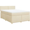 Image de vidaXL Lit boxspring avec matelas Crème 140x190 cm Tissu