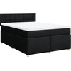 Image de vidaXL Lit boxspring avec matelas noir 140x190 cm Tissu