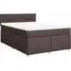 Image de vidaXL Lit boxspring avec matelas brun foncé 140x190 cm Tissu