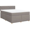 Image de vidaXL Lit boxspring avec matelas Taupe 140x190 cm Tissu