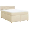 Image de vidaXL Lit boxspring avec matelas Crème 140x190 cm Tissu