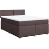 Image de vidaXL Lit boxspring avec matelas Marron foncé 140x200 cm Tissu