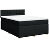 Image de vidaXL Lit boxspring avec matelas noir 140x200 cm Tissu