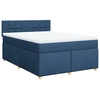 Image de vidaXL Lit boxspring avec matelas bleu 140x200 cm Tissu