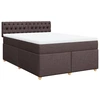 Image de vidaXL Lit boxspring avec matelas Marron foncé 140x200 cm Tissu