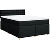 Image de vidaXL Lit boxspring avec matelas noir 140x200 cm Tissu