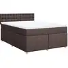 Image de vidaXL Lit boxspring avec matelas Marron foncé 140x200 cm Tissu