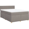 Image de vidaXL Lit boxspring avec matelas Taupe 140x200 cm Tissu