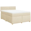 Image de vidaXL Lit boxspring avec matelas Crème 140x200 cm Tissu