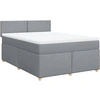 Image de vidaXL Lit boxspring avec matelas gris clair 160x200 cm Tissu