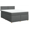 Image de vidaXL Lit boxspring avec matelas gris foncé 160x200 cm Tissu